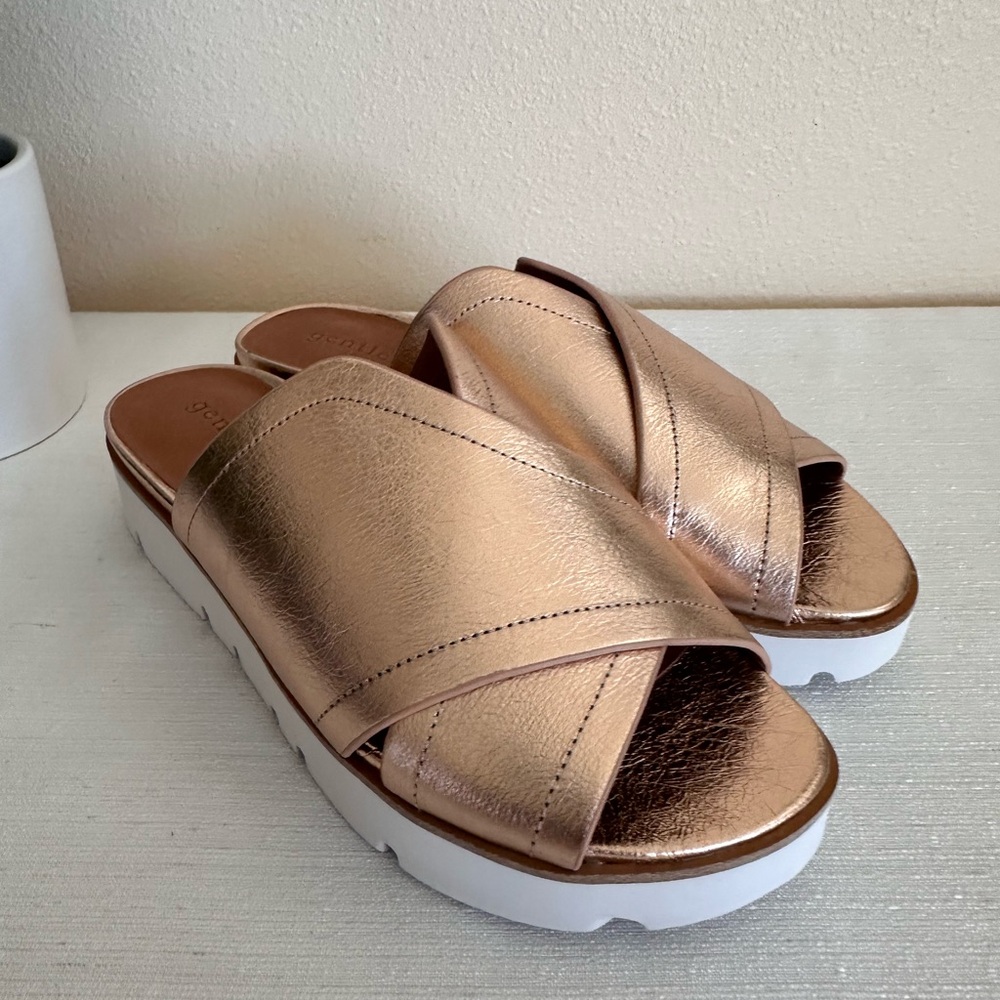 Gentle Souls by Kenneth Cole Lavern X-band Leather Platform Sandals Women’s 8.5
